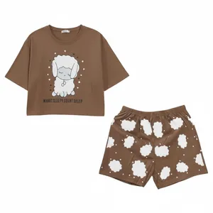 ست نیم تنه و شلوارک راحتی زنانه مدل ببعی 