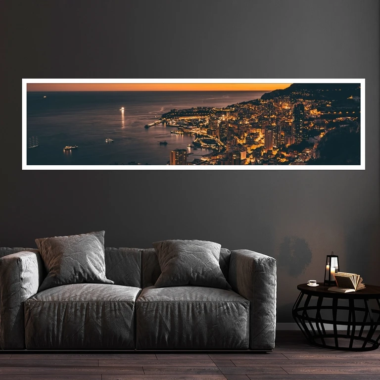 تابلو بکلیت طرح منظره دریا و شهر مدل کشیده W-7474