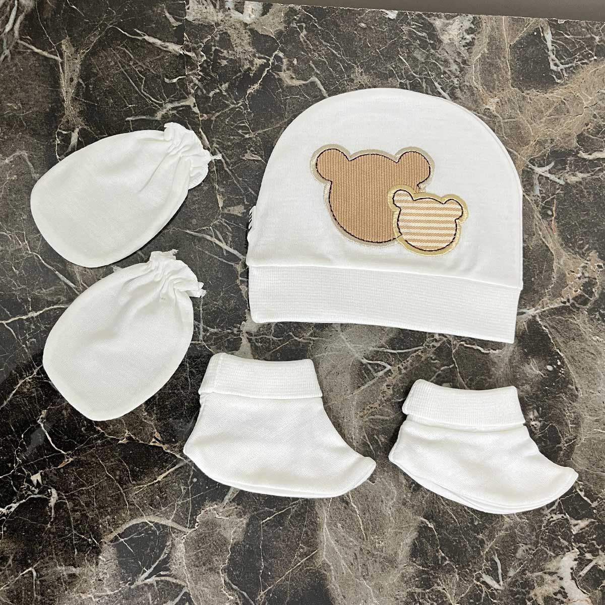 ست کلاه و دستکش و پاپوش نوزادی مادرکر مدل Baby and Mom -  - 4