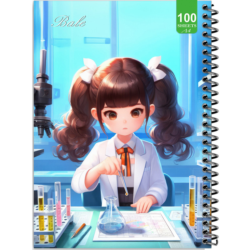 دفتر نقاشی 100 برگ بله طرح فانتزی دختر دانشمند کد A4-N475