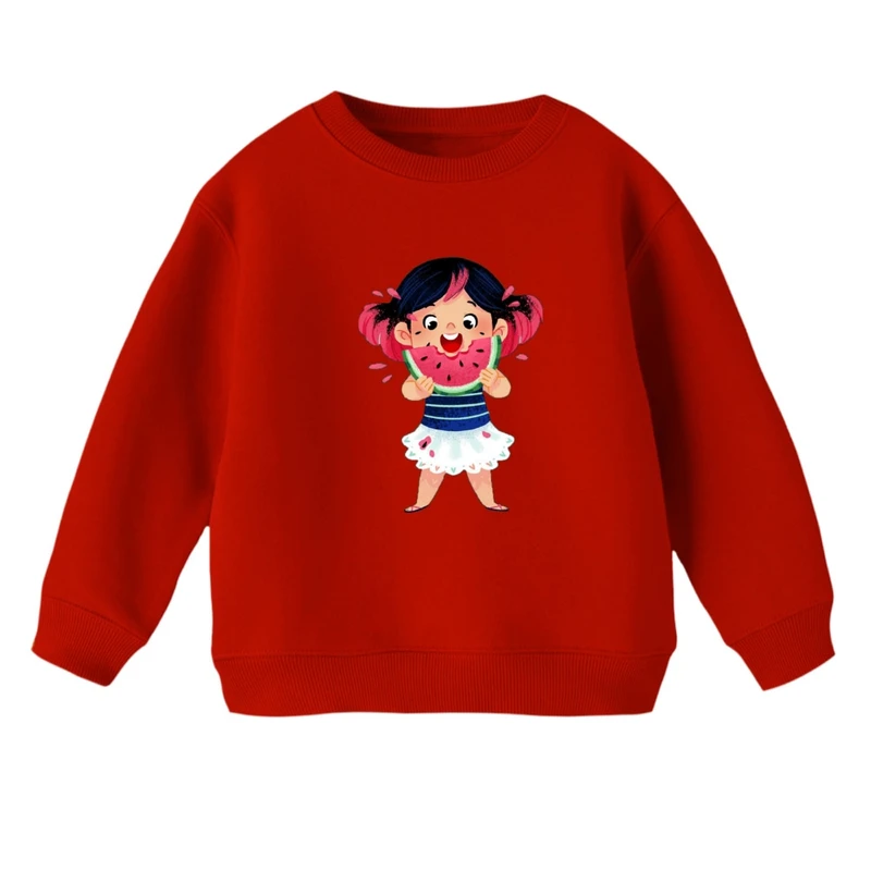 سویشرت بچگانه مدل دخترک یلدایی کد  20 رنگ قرمز