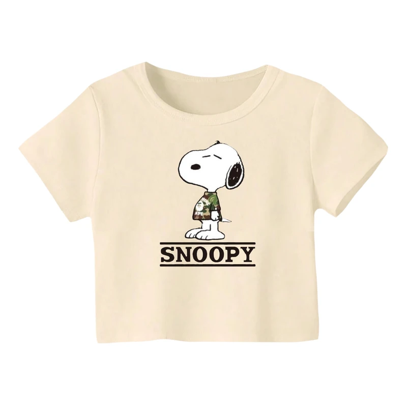 کراپ‌ تی‌شرت آستین کوتاه زنانه مدل اسنوپی کد 34