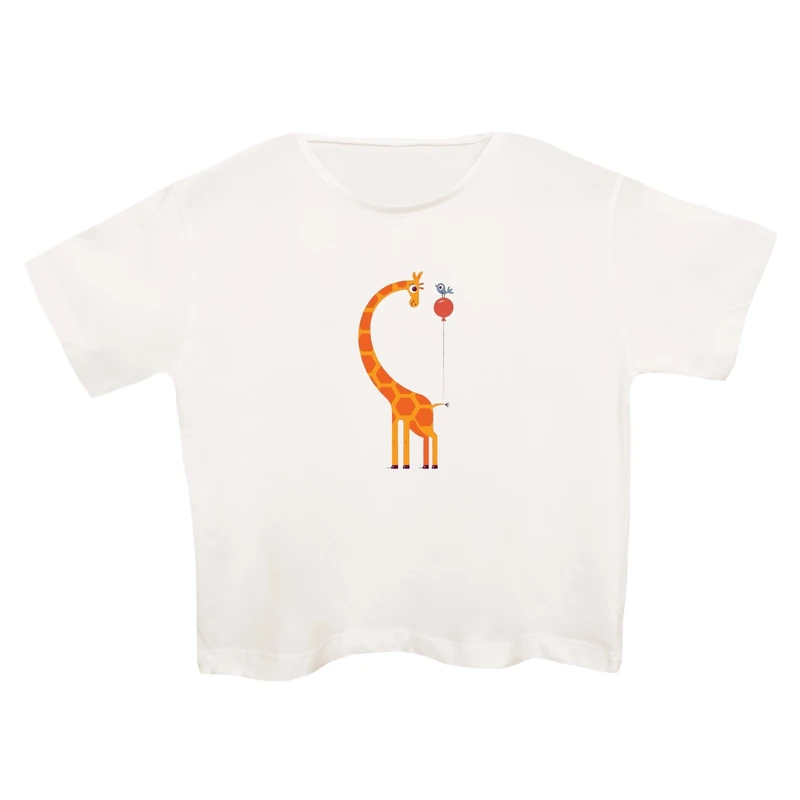 کراپ‌تی شرت آستین کوتاه زنانه مدل زرافه کد 5