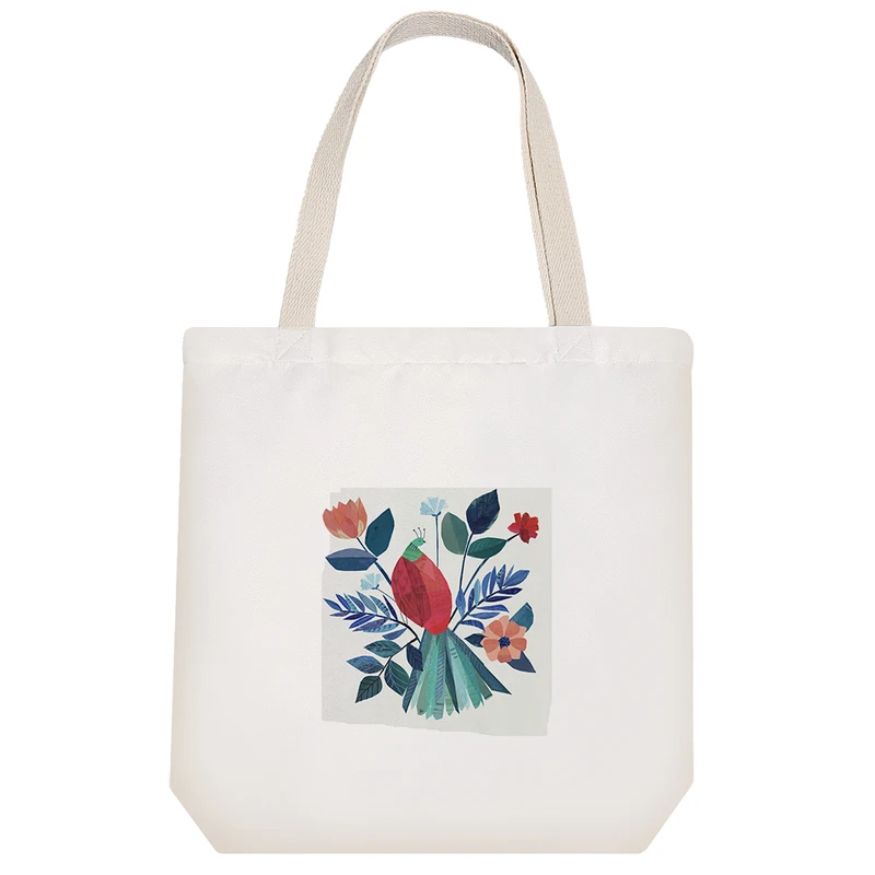 ساک خرید پارچه ای خندالو طرح گل و مرغ کد H1045