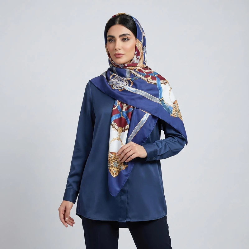 روسری زنانه مدل ابریشم پاییزی دست دوز کد 9608