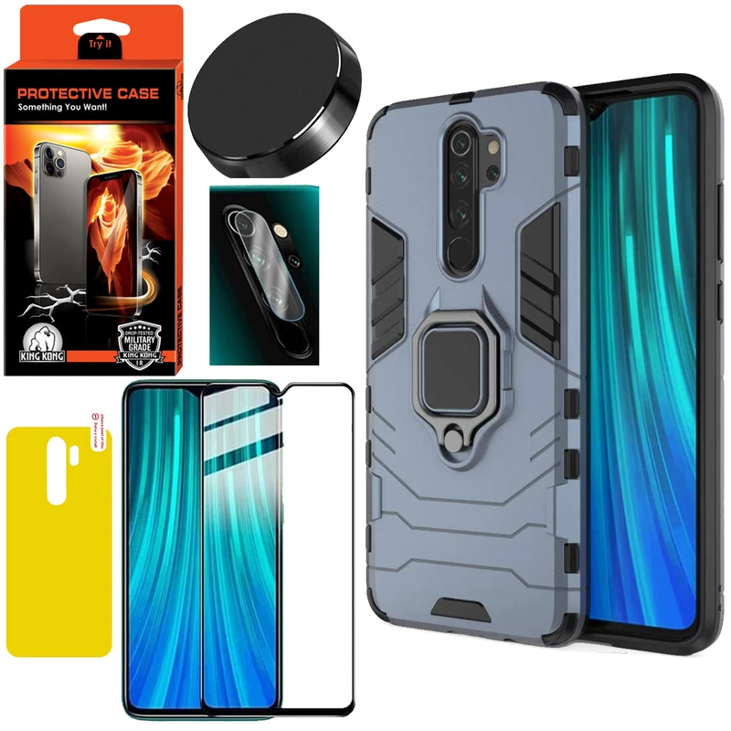 کاور کینگ کونگ مدل BATMAN مناسب برای گوشی موبایل شیائومی Redmi Note 8 Pro به همراه محافظ صفحه نمایش و محافظ لنز دوربین و برچسب محافظ پشت گوشی و پایه نگهدارنده