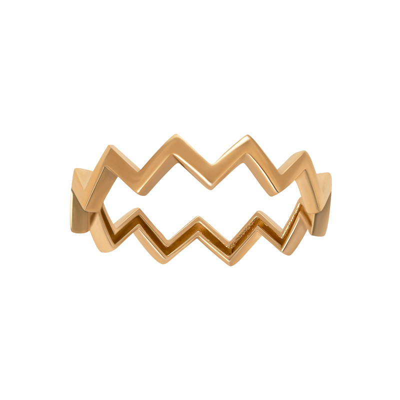 انگشتر طلا 18 عیار زنانه نیکان گلد مدل زیگزاگی سایز 55