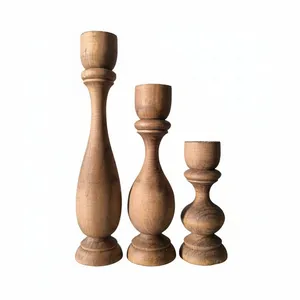شمعدان چوبی مدل یاس بسته 3 عددی