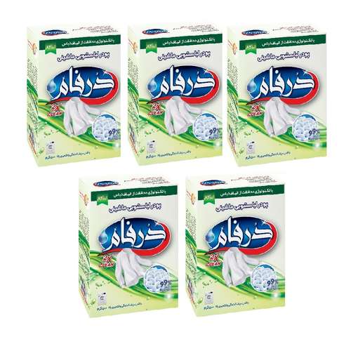پودر لباسشویی ماشینی درفام مدل 2X وزن 500 گرم بسته 5 عددی