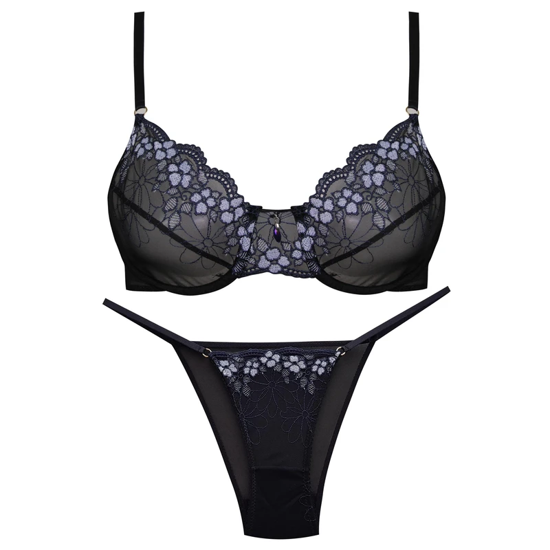 ست شورت و سوتین زنانه فیتن فرخ زادی مدل فنردار گیپور کد 4952-9