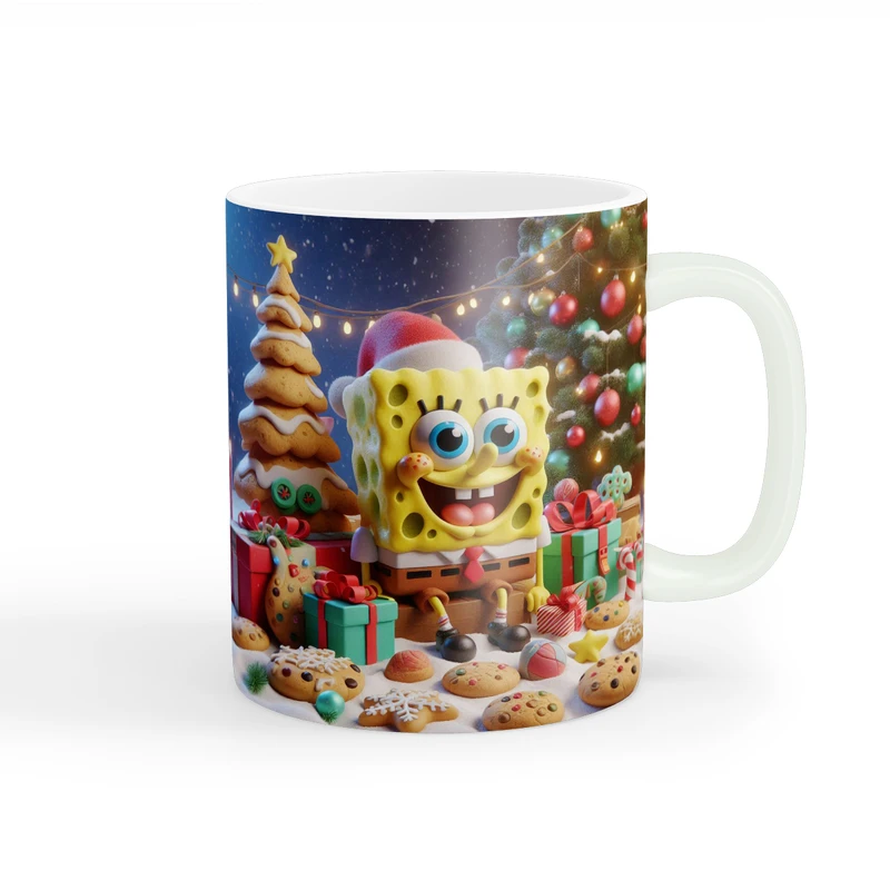 ماگ پاد آفرین طرح  باب اسفنجی مدل کریسمس کد 221