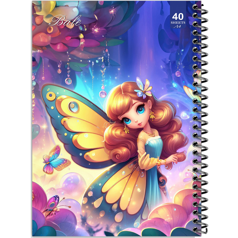 دفتر نقاشی 40 برگ انتشارات بله طرح پروانه کد A4-K559