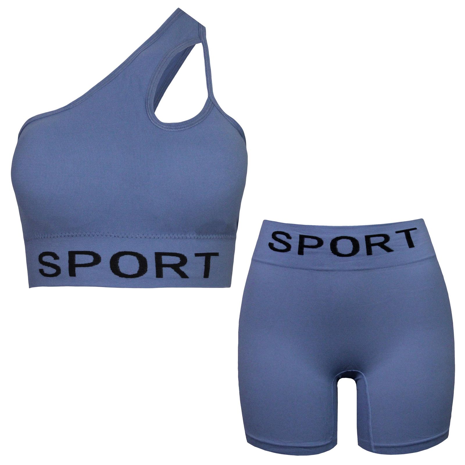 ست نیم تنه و شلوارک ورزشی زنانه ماییلدا مدل 4465 رنگ آبی -  - 1