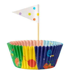کپسول کاپ کیک مدل هپی برتدی مجموعه 24 عددی به همراه تاپر