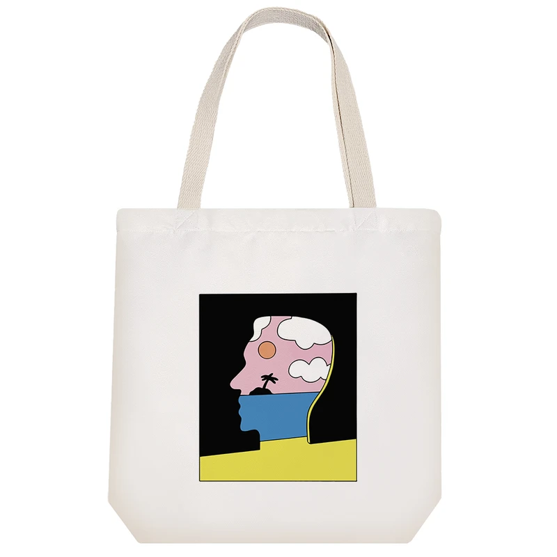 ساک خرید پارچه ای خندالو طرح دریا و جزیره مدل توت بگ کد 7154