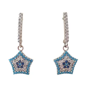 گوشواره نقره زنانه مدل ستاره چشم نظر