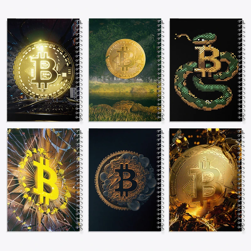 دفتر مشق 100 برگ خندالو طرح بیت کوین (Bitcoin) کد 553 مجموعه 6 عددی