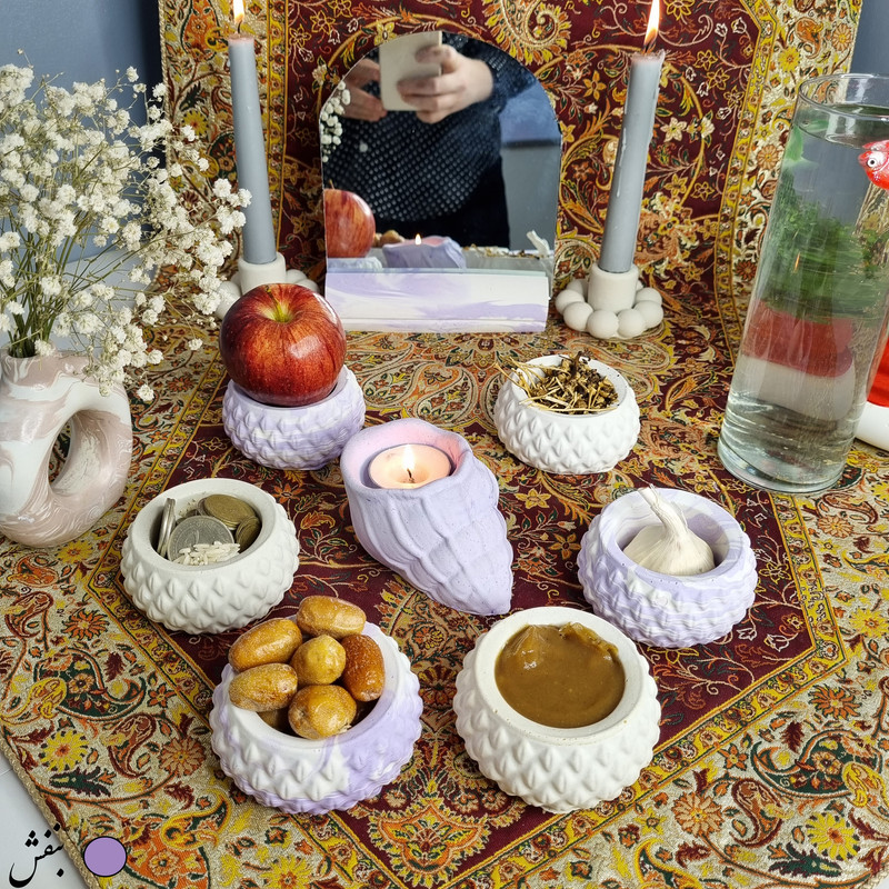 مجموعه ظروف هفت سین 10 پارچه مدل ثمینا طرح سنگ کد C01