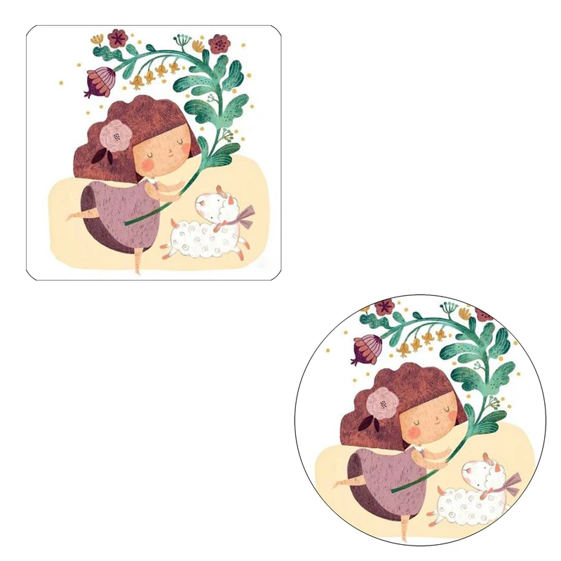 مگنت طرح دختر و بره کد wmg301 به همراه زیر لیوانی