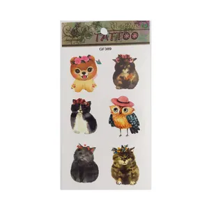 تتو موقت مدل جغد و گربه و سگ کد 389