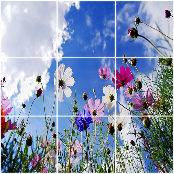تایل سقفی آسمان مجازی طرح ابر و گلهای زیبا کد ST 2330-9 سایز 60x60 سانتی متر مجموعه 9 عددی