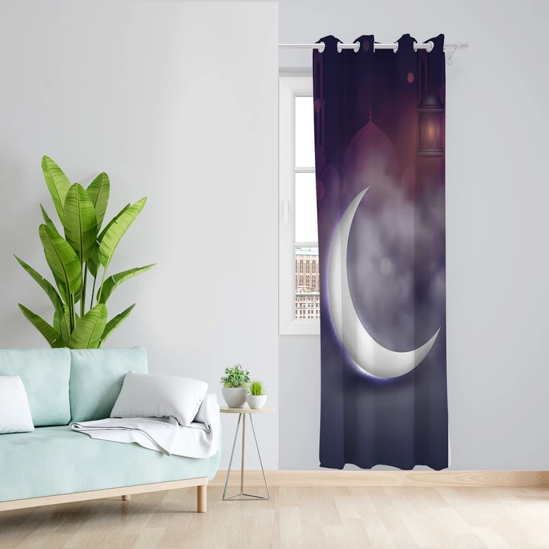 پرده طرح ماه مدل مخمل پانچی کد L 1363L Z سایز 140x200 سانتی متر