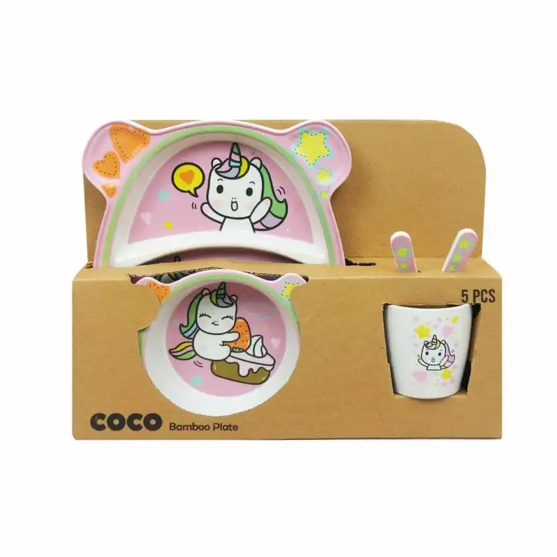 ظرف غذای 5 تکه کودک کوکو بامبو مدل یونیکورن تک شاخ