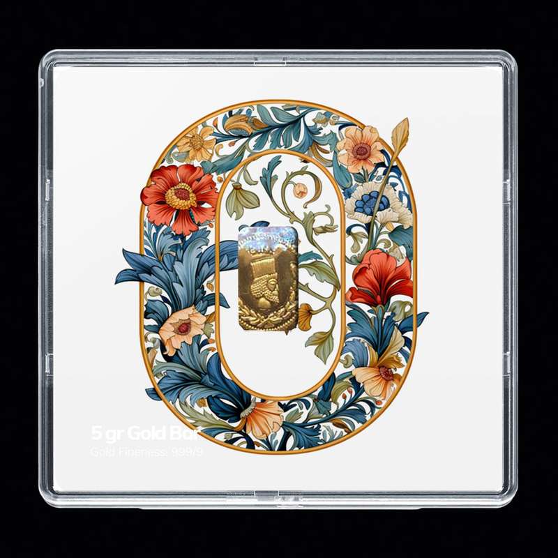 شمش طلا 24 عیار مدوپد مدل حرف O کد SH-10132