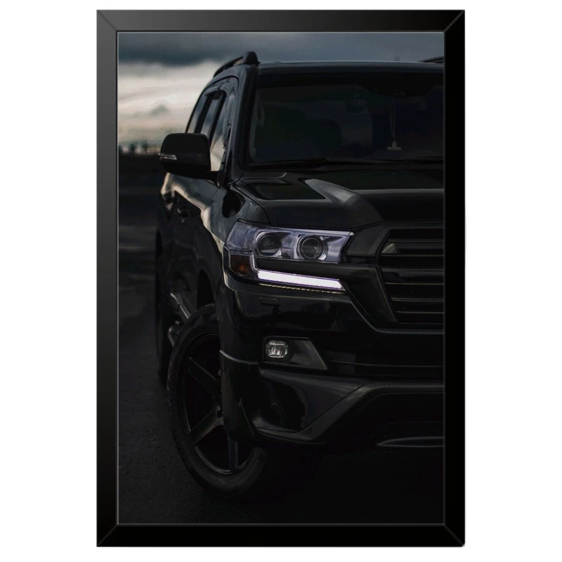 تابلو بکلیت طرح ماشین و خودرو تویوتا لندکروز Toyota LandCruiser مدل B-po1953 فریم مشکی