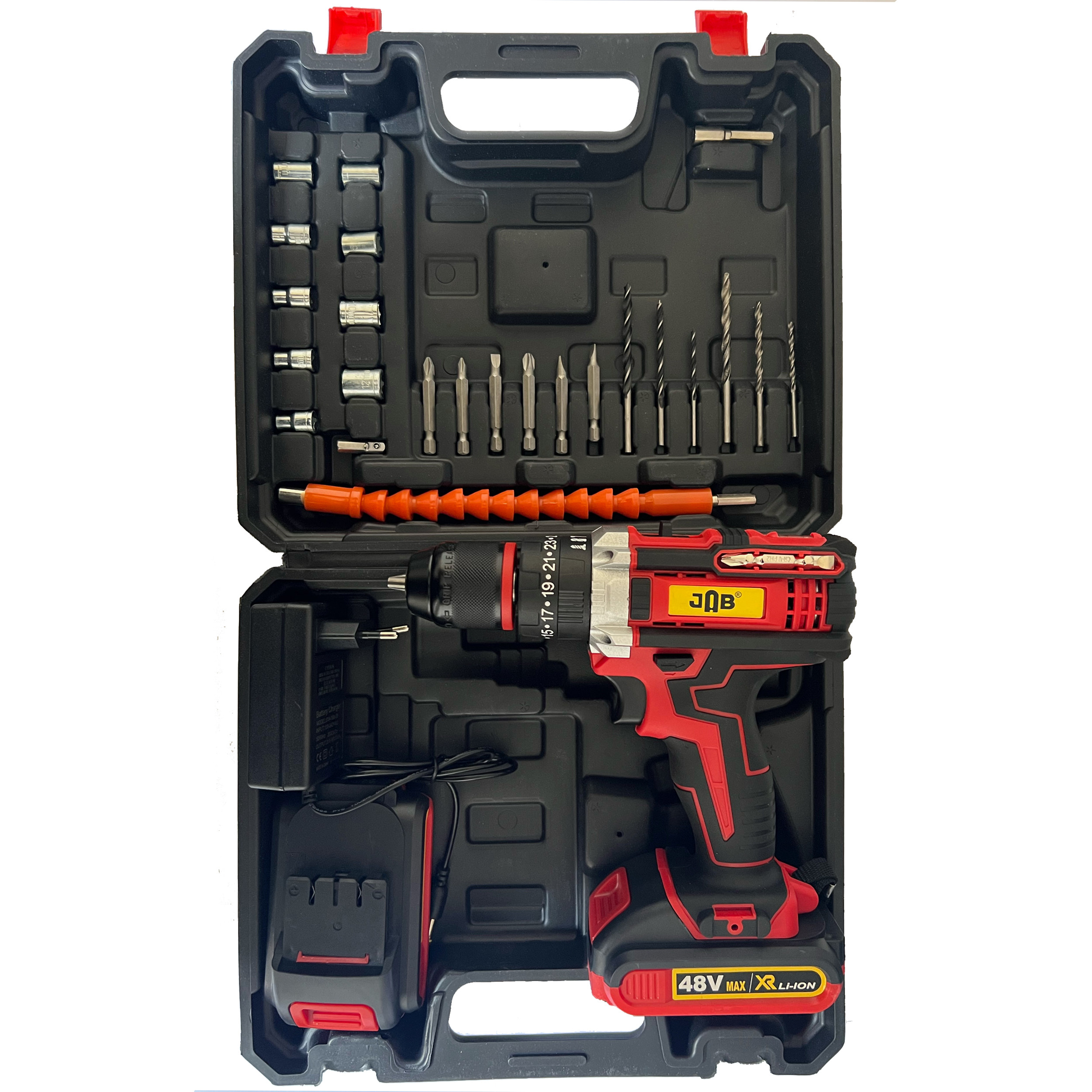 دریل پیچ گوشتی شارژی جاب مدل JB-99850 RD مجموعه 45 عددی دریل پیچ گوشتی شارژی جاب مدل JB-99850 RD مجموعه 45 عددی