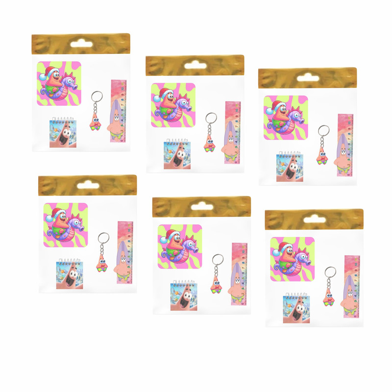 بسته لوازم تحریر مدل  4 تکه چوبی طرح پاتریک کد1 مجموعه 6 عددی