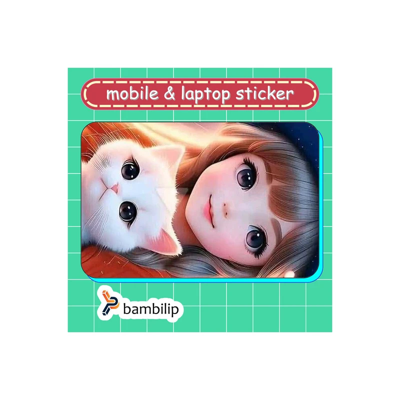 استیکر بامبیلیپ مدل کارت عابر طرح دختر وپیشی رویایی کد 1718952