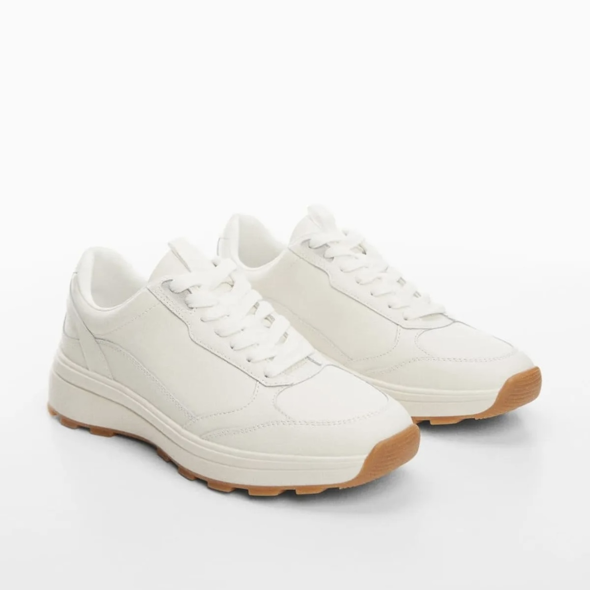 کفش روزمره زنانه مانگو مدل Lace-up leather sneakers 2024