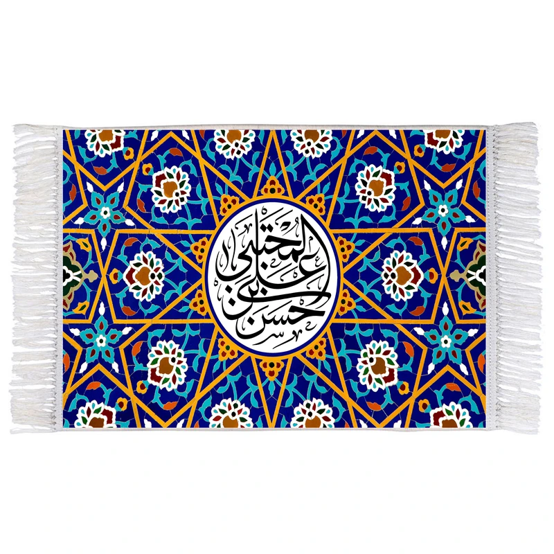 فرش ماشینی دیوارکوب اطلس آبی طرح حسن بن علی مجتبی مدل T3065