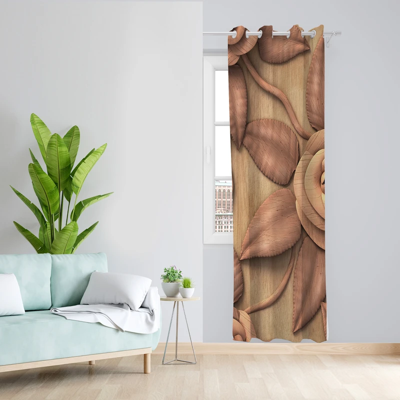 پرده طرح گل مدل مخمل پانچی کد L 1205L Z سایز 140x200 سانتی متر