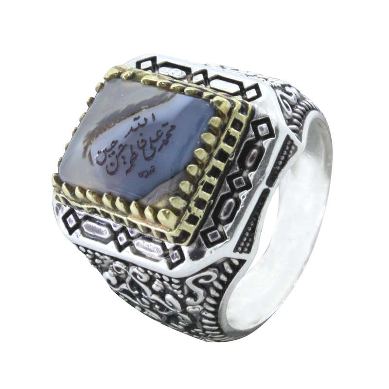 انگشتر نقره مردانه مدل شجر خطی کد a12