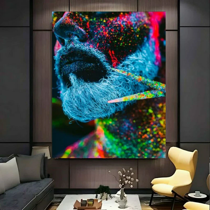 تابلو بوم طرح مخمل آرایشگاه مردانه نورانی مدل اصلاح ریش کد FP106349