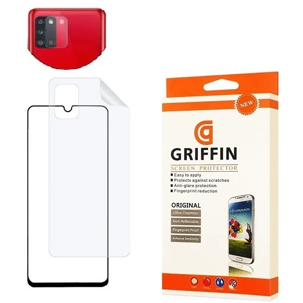 محافظ صفحه نمایش گریفین مدل FUL مناسب برای گوشی موبایل سامسونگ Galaxy A71 به همراه محافظ پشت گوشی و محافظ لنز دوربین