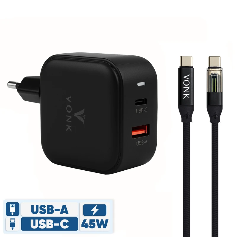 شارژر دیواری 45 وات وونک مدل CA-45 به همراه کابل USB-C