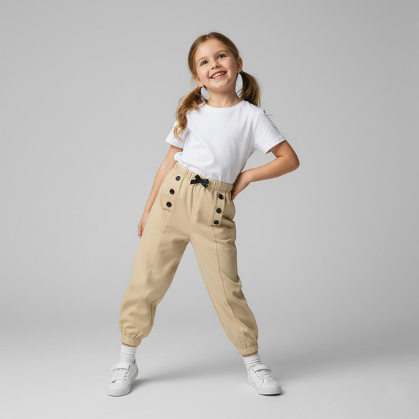 شلوار اسلش دخترانه مادر مدل شیبا رنگ کرم