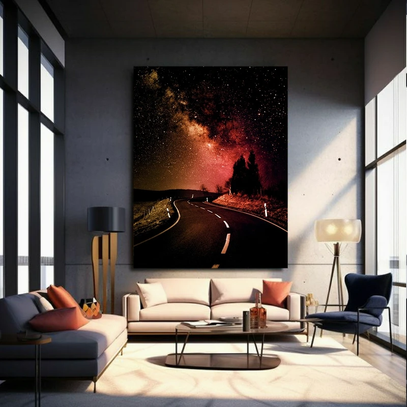 پوستر پارچه ای طرح غروب جاده کد PP2782