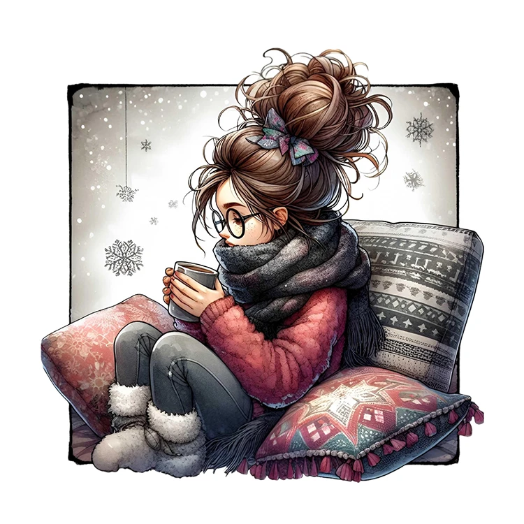 استیکر پارچه و لباس پاد آفرین مدل زمستان طرح دخترانه کد S3717