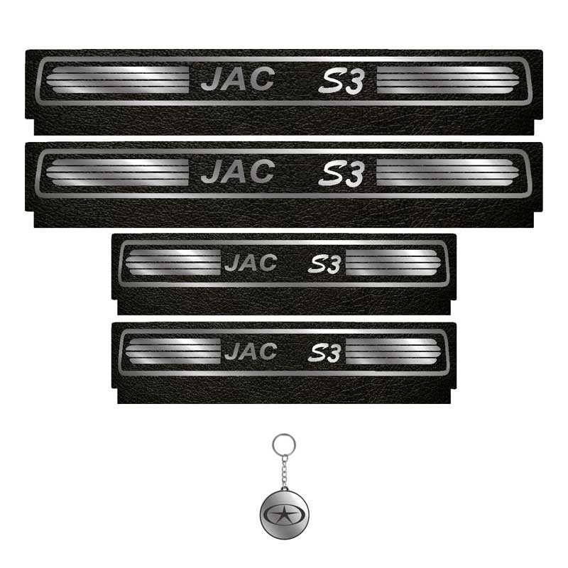 برچسب پارکابی خودرو لندمون کد LM085 MS مناسب برای جک S3 مجموعه 4 عددی به همراه جا کلیدی