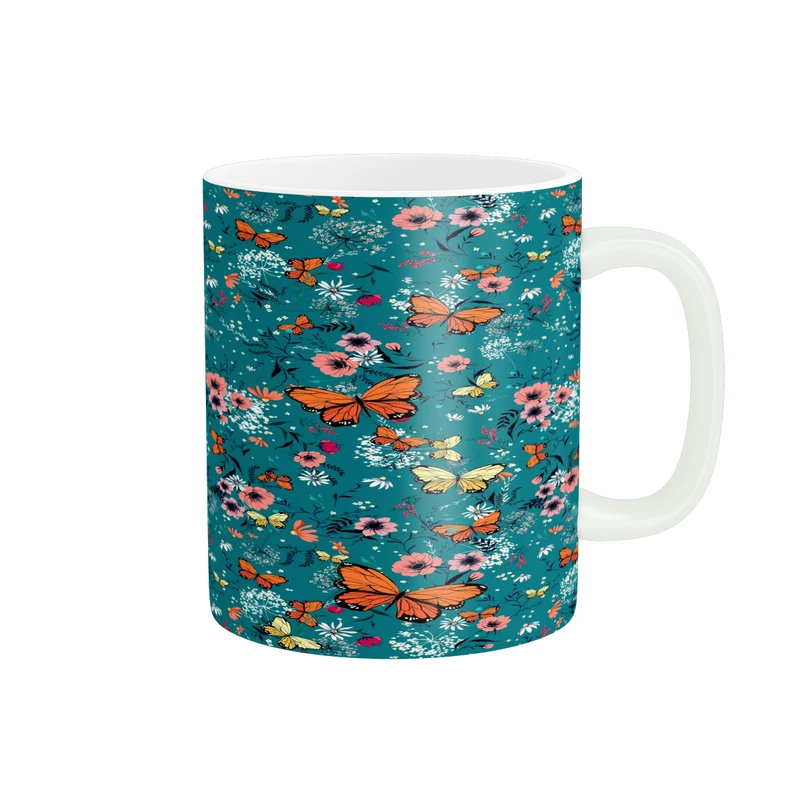 ماگ پادآفرین مدل گل و پروانه کد p6462