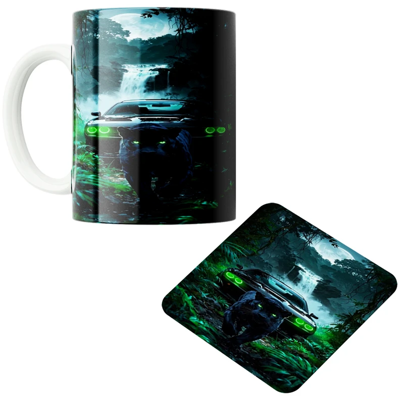 ماگ پاد آفرین مدل جگوار کد 01 به همراه زیر لیوانی