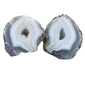 سنگ راف عقیق مدل توپی ژئود کوارتز کد 00 بسته دو عددی
