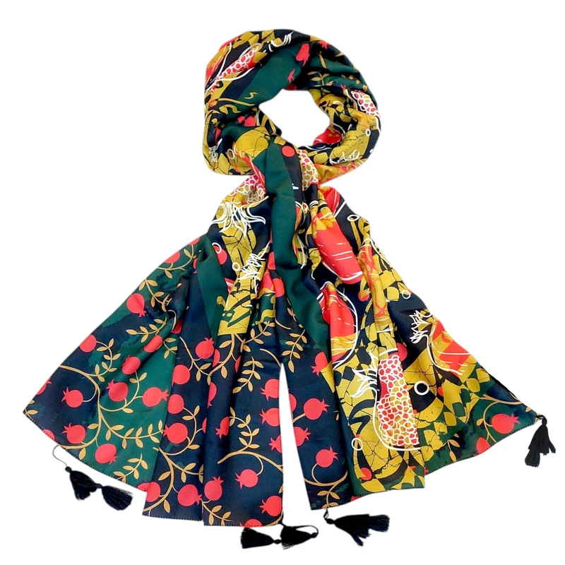 شال زنانه مدل یلدایی طرح انار کد 10002