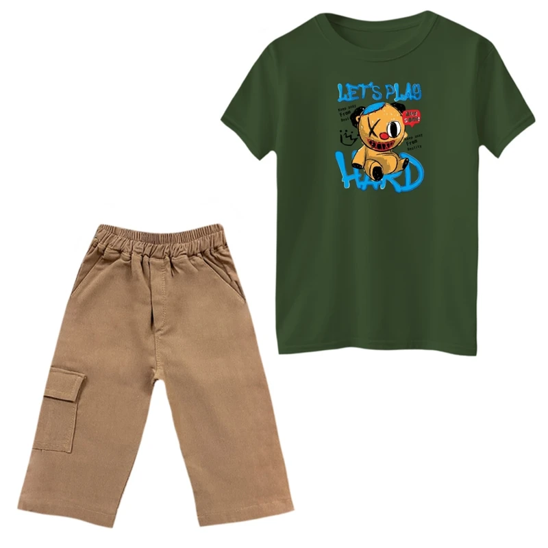 ست تی‌شرت و شلوارک دخترانه مدل نوشته و عکس