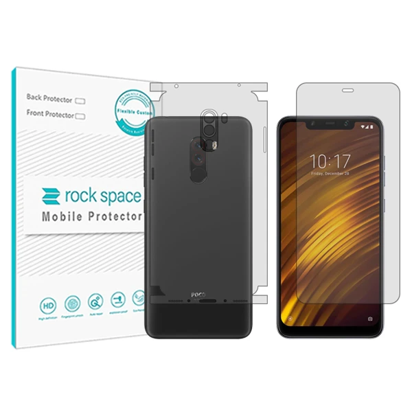 محافظ صفحه نمایش شفاف راک اسپیس مدل HyGEL مناسب برای گوشی موبایل شیائومی Poco Phone F1 به همراه محافظ پشت