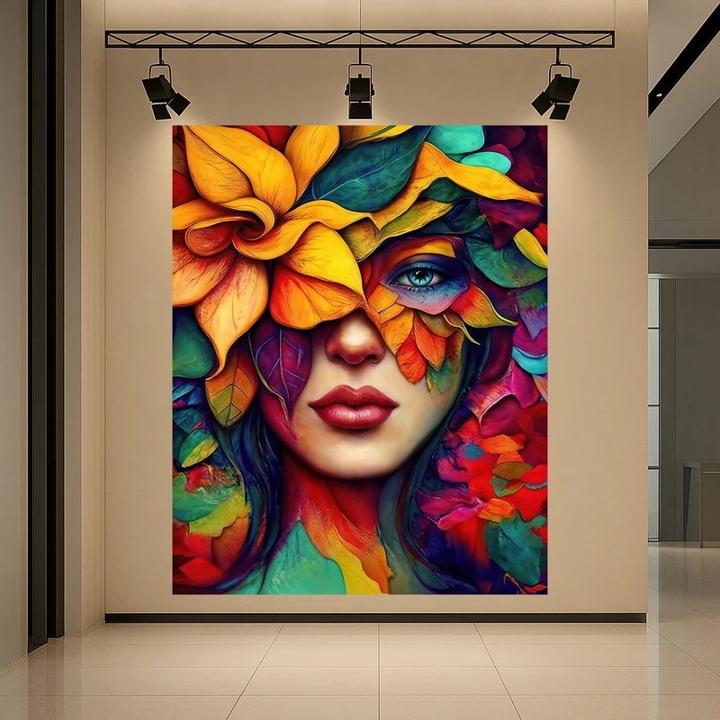 پوستر طرح نقاشی رنگارنگ زن مدل گل کد AR3060190